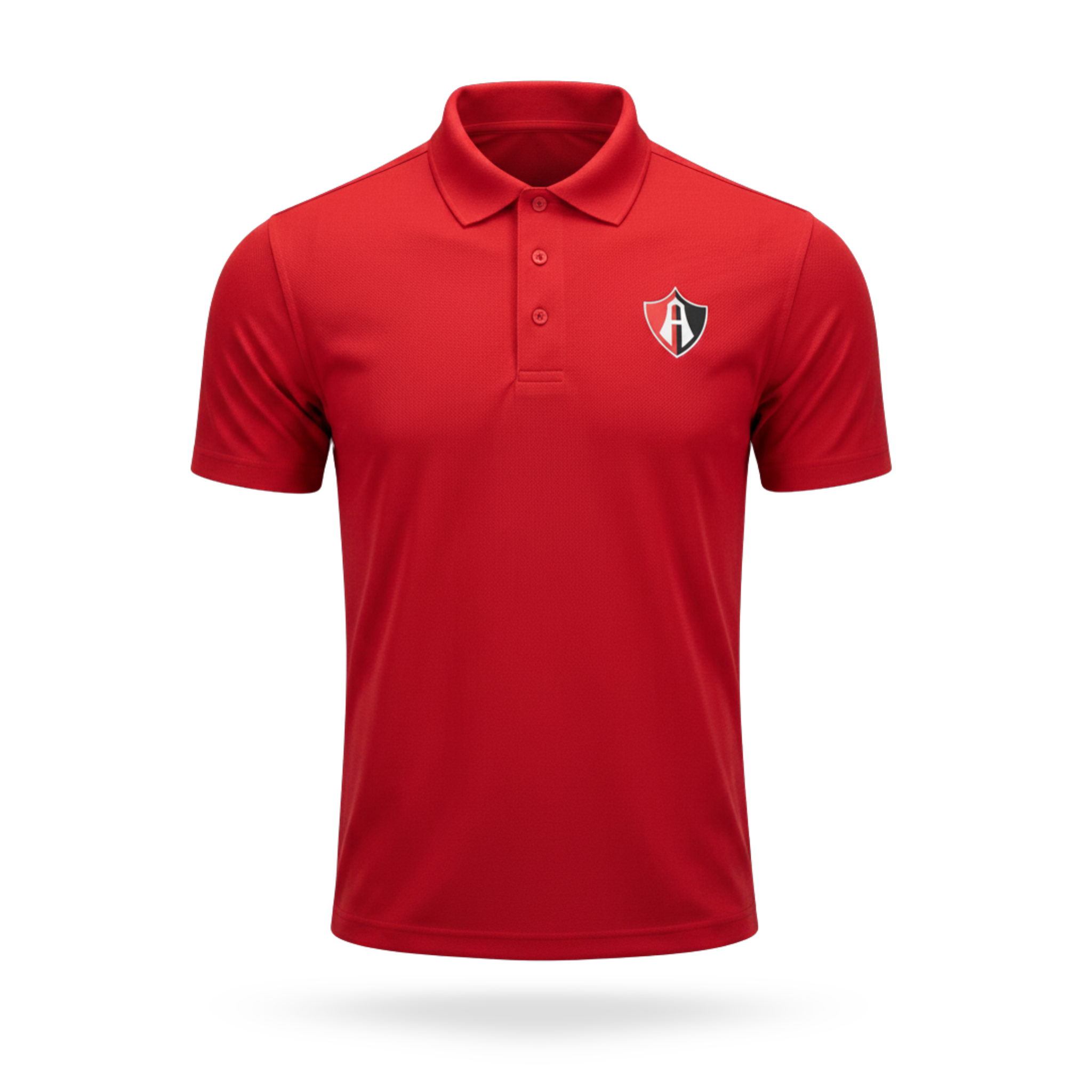 POLO ATLAS FC ROJA CON PARCHE TEXTURIZADO