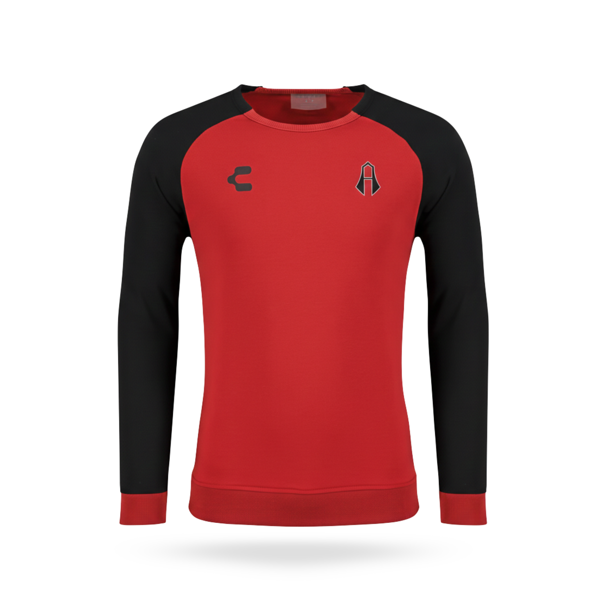 SUÉTER CHARLY SPORT FÚTBOL EQUIPAMIENTO ATLAS 25/26 COLOR ROJO NEGRO PARA HOMBRE