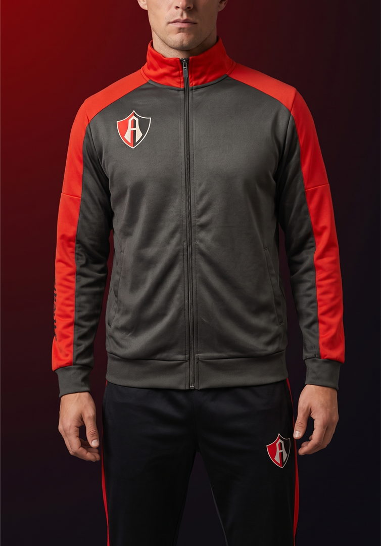 CONJUNTO PANTS ATLAS FC NEGRO/ROJO ADULTO