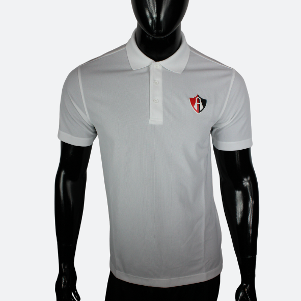 POLO ATLAS FC BLANCA CON PARCHE TEXTURIZADO