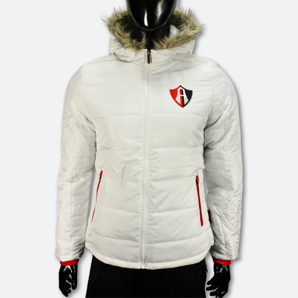 CHAMARRA PUFF COMFY ALL WHITE PARA DAMA ATLAS FC