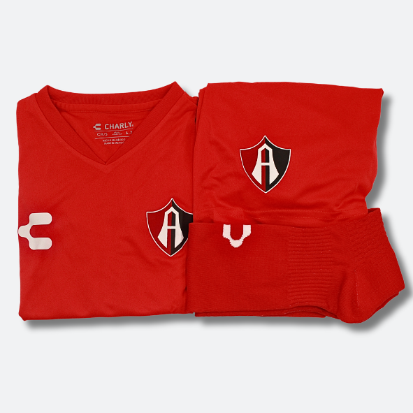 KIT OFICIAL DE ACADEMIAS DE FUTBOL ATLAS FC PARA NIÑO ALTERNO ROJO-2