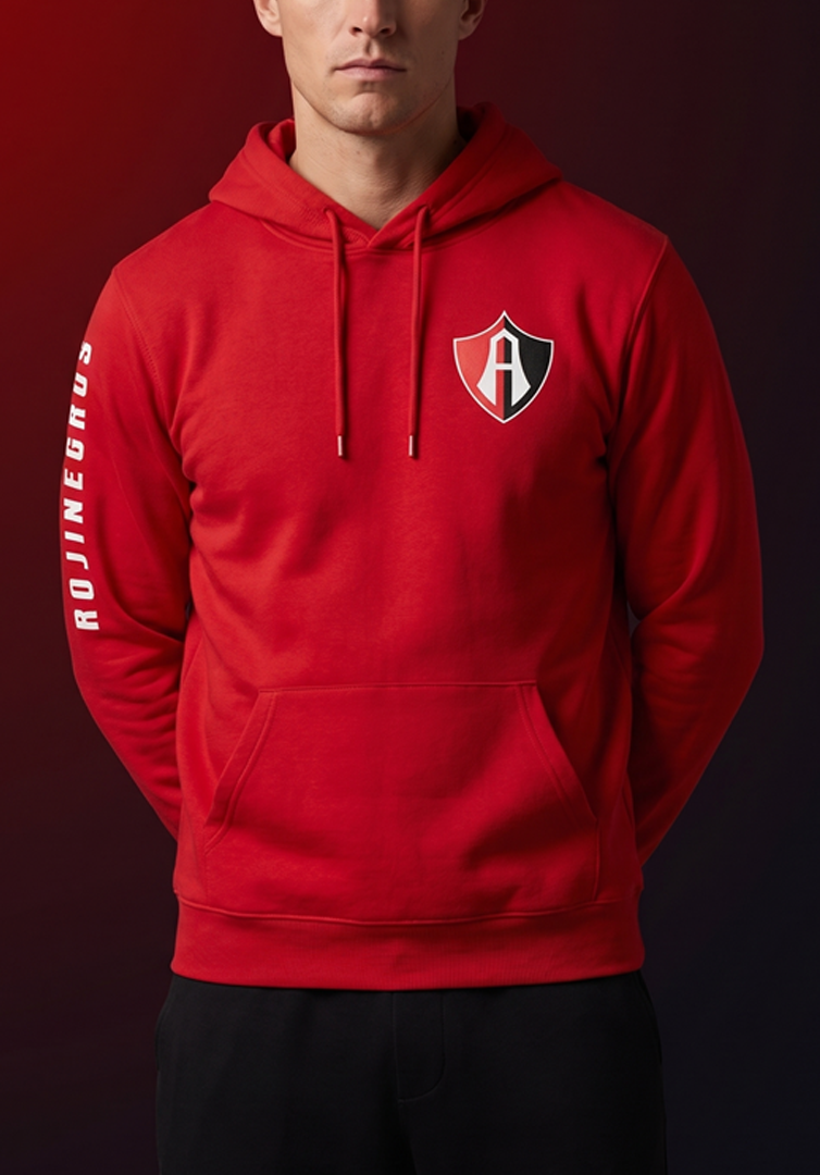 HOODIE ROJA CON CAPUCHA ATLAS FC