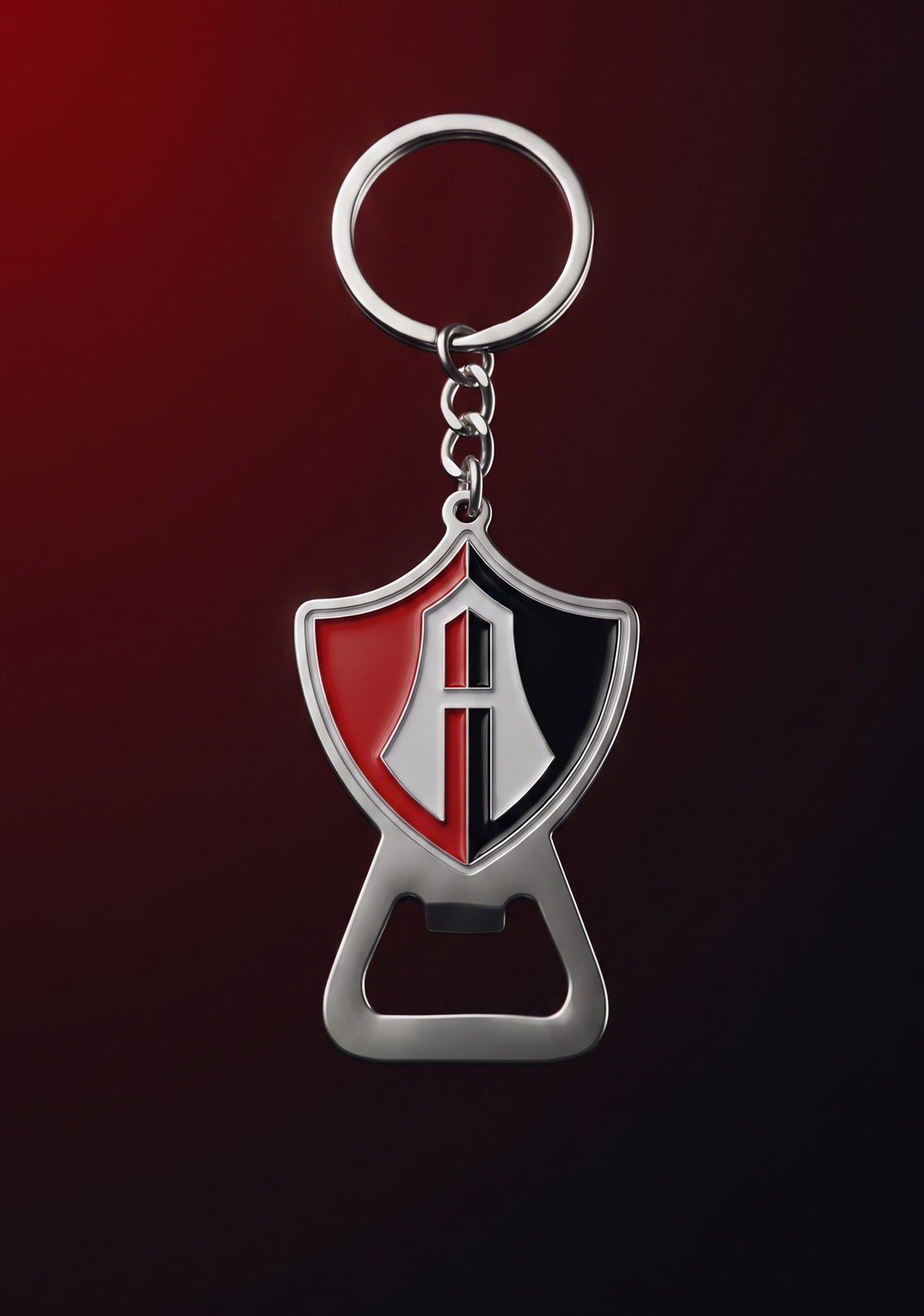 LLAVERO CON DESTAPADOR ESCUDO ATLAS FC PLATA