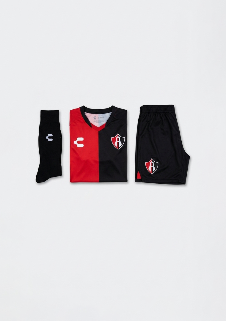 KIT OFICIAL DE ACADEMIAS DE FUTBOL ATLAS FC PARA NIÑO LOCAL