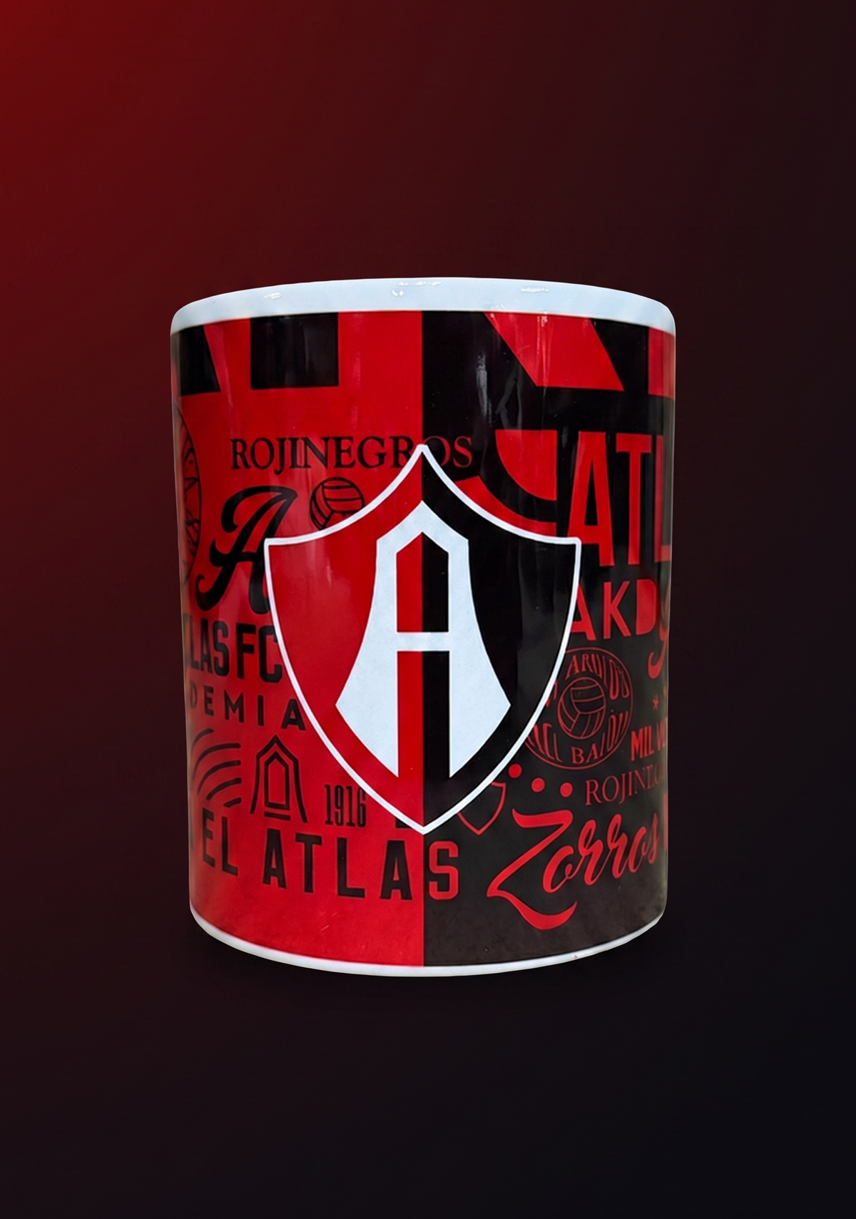 TAZA CERÁMICA ATLAS FC DISEÑO ROJINEGRO