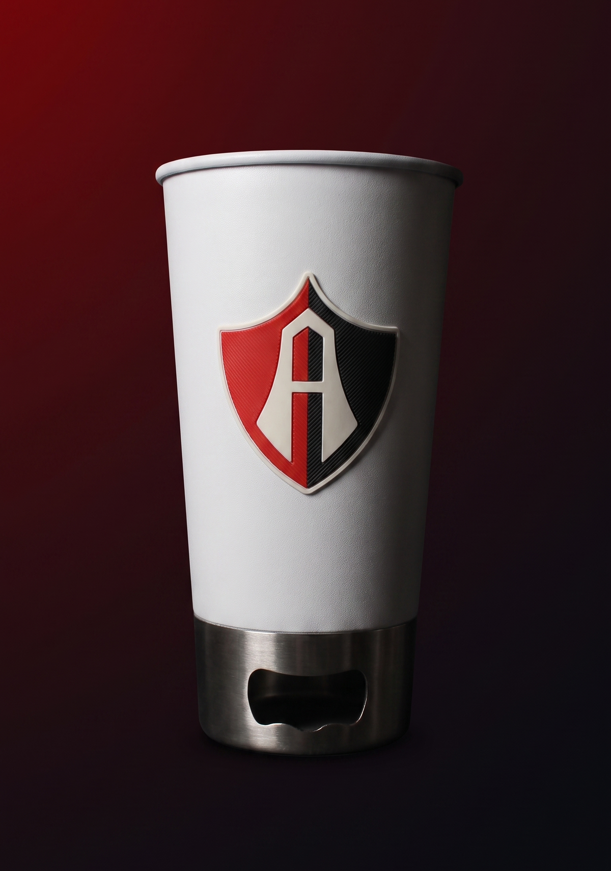 VASO CON DESTAPADOR FAN ATLAS FC BLANCO