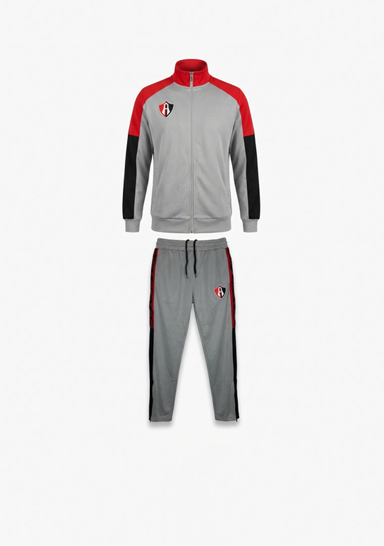 CONJUNTO PANTS ATLAS FC GRIS/ROJO ADULTO