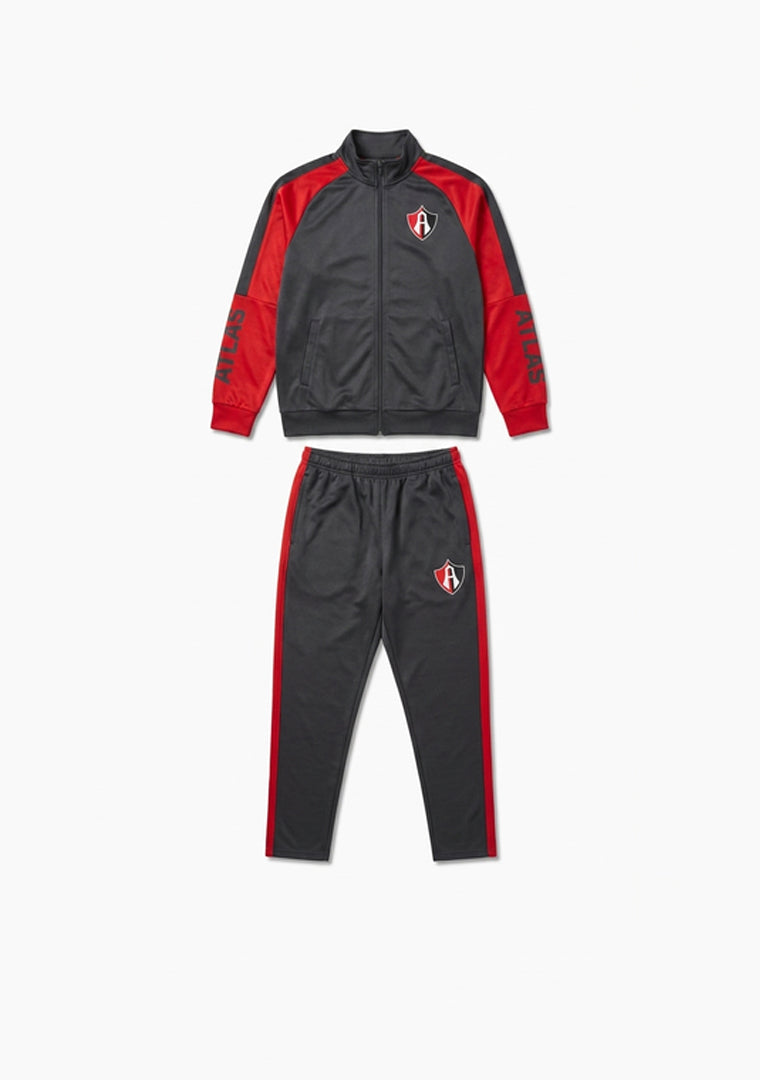 CONJUNTO PANTS ATLAS FC NEGRO/ROJO ADULTO