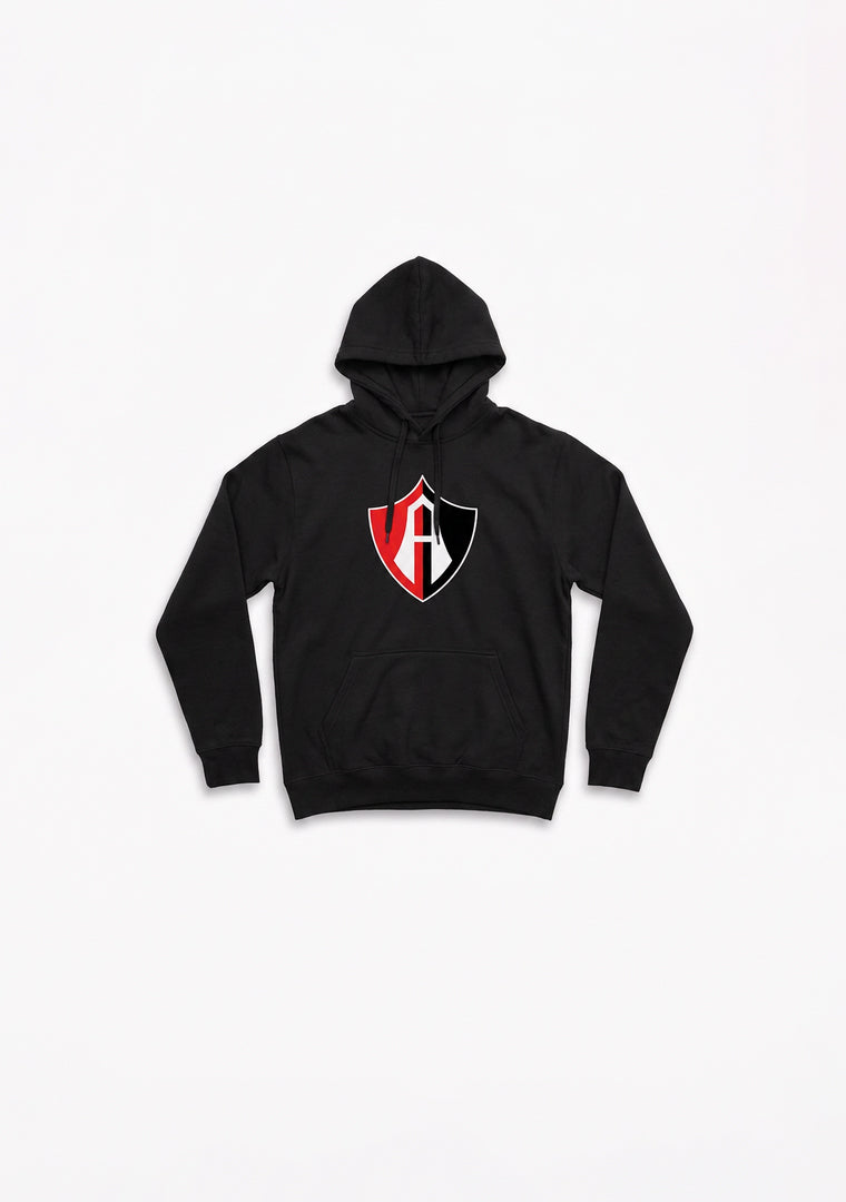 HOODIE NEGRA ESCUDO ATLAS FC CAPUCHA