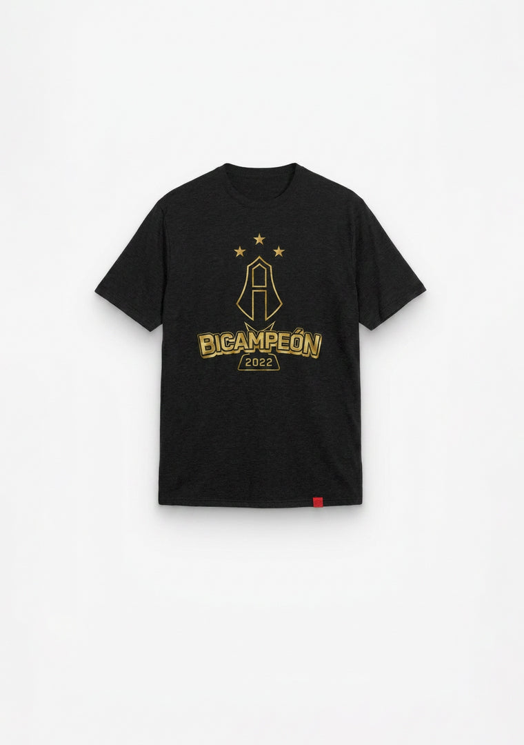 PLAYERA ATLAS FC BICAMPEÓN EN COLOR NEGRO CON DORADO