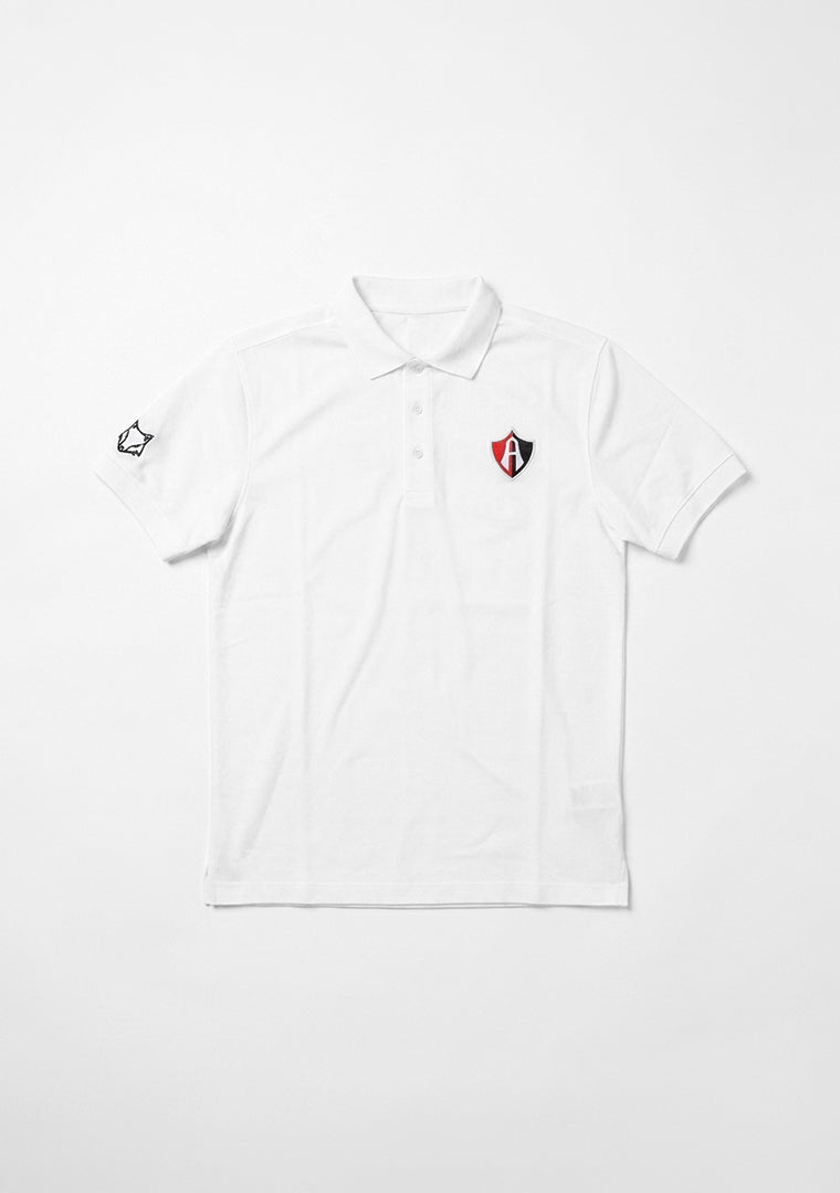 POLO ATLAS FC BLANCA CON PARCHE TEXTURIZADO