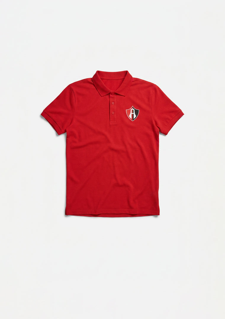 POLO ATLAS FC ROJA CON PARCHE TEXTURIZADO