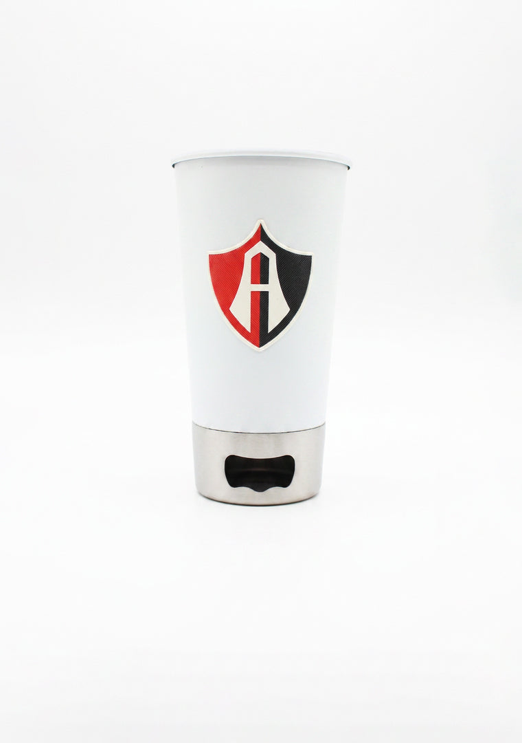 VASO CON DESTAPADOR FAN ATLAS FC BLANCO