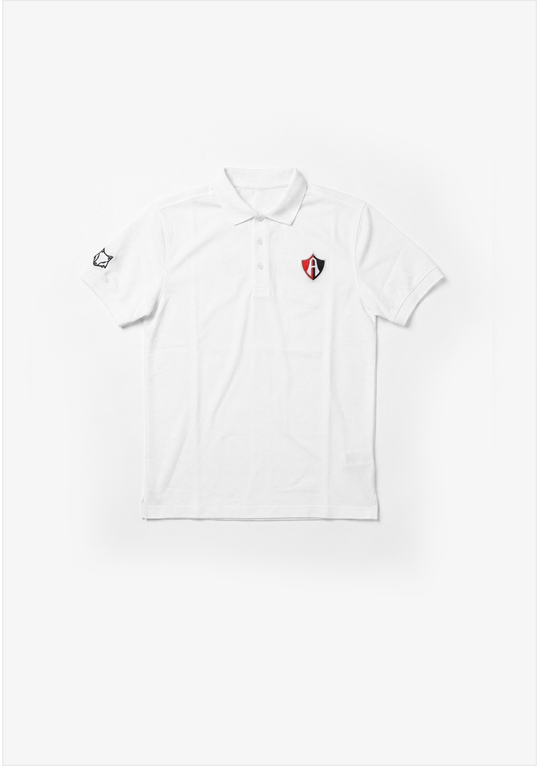 POLO ATLAS FC BLANCA CON PARCHE TEXTURIZADO