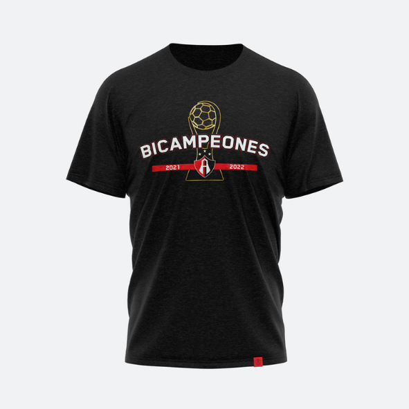 PLAYERA ATLAS FC BICAMPEÓN EN COLOR NEGRO