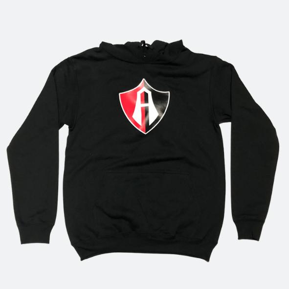 HOODIE NEGRA ESCUDO ATLAS FC CAPUCHA-3